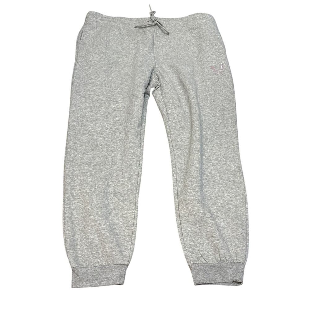 True Religion 600018 CRYSTAL HORSESHOE JOGGER Heather Gray SIze XXL New